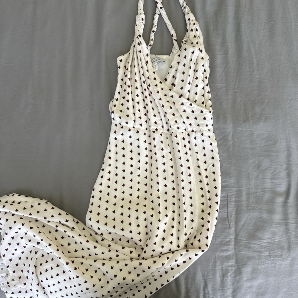 & Other Stories White Dress with Burgundy Pattern